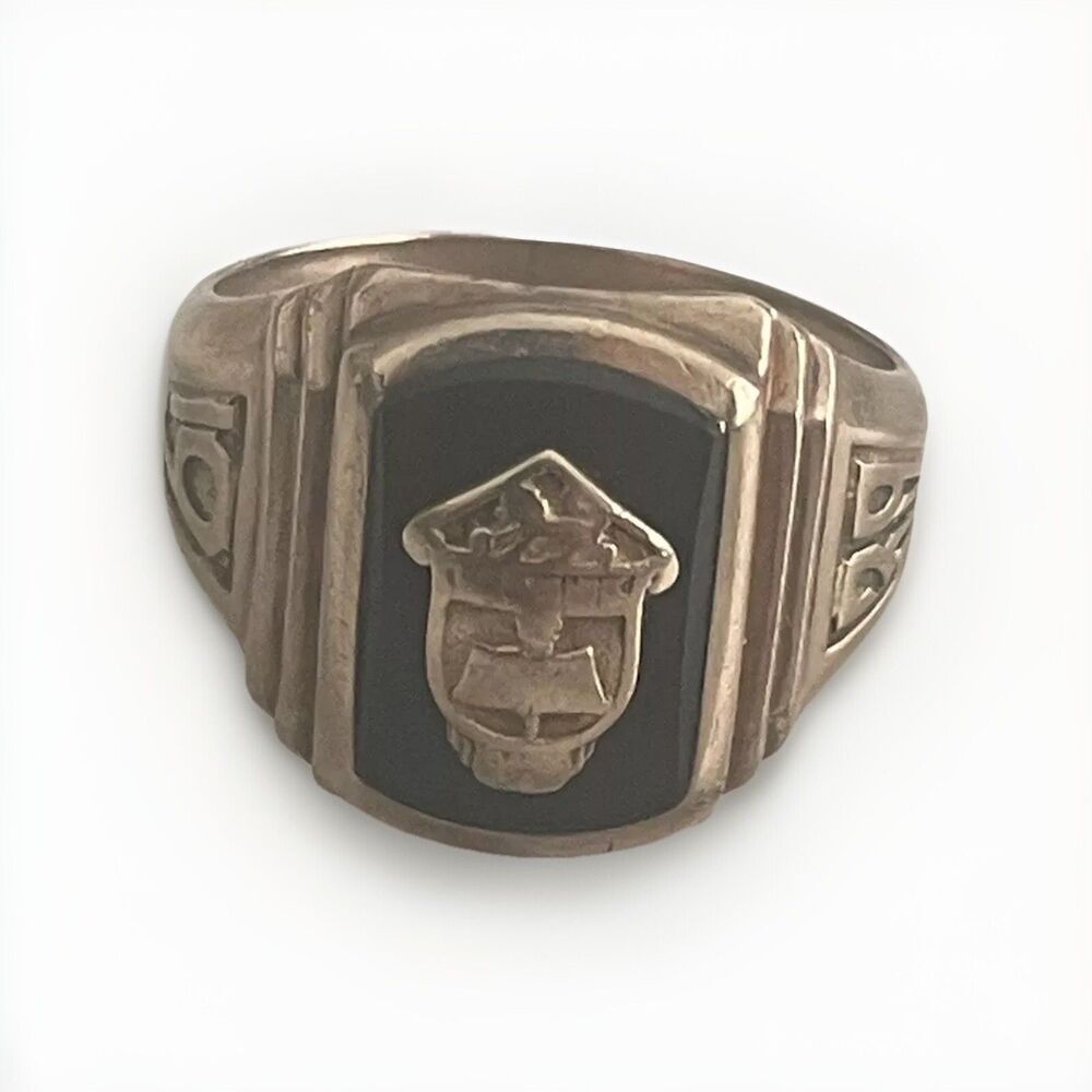 Vintage Art Deco 10K Gold & Onyx 1939 High School Class Ring Sz 6 5g Alan Shiman